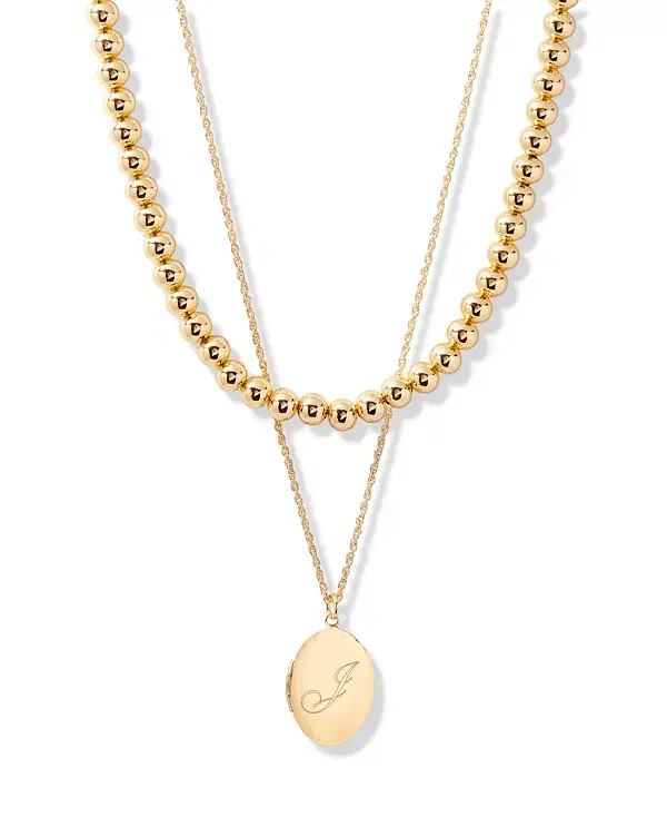 

Позолоченный комплект из ожерелий с инициалами в форме овала Brook & York, gold-j