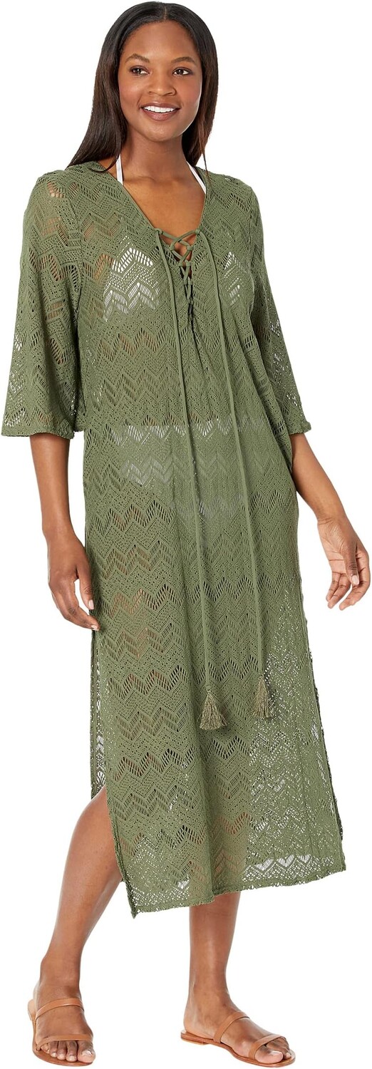 

Купальник Vince Camuto Crochet Caftan Cover-Up, цвет Safari Green