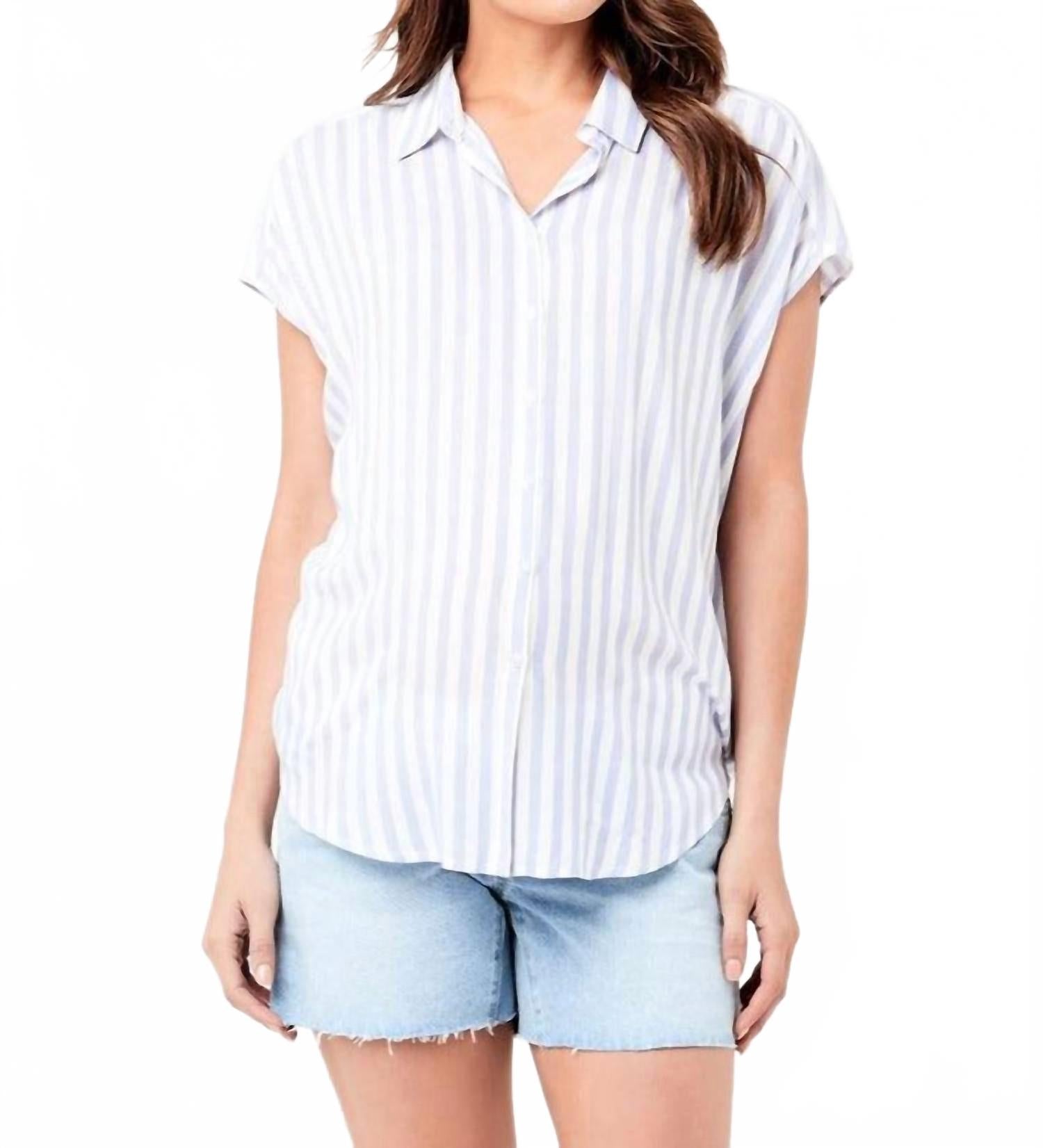 

Ripe Рубашка Quinn Relax Button Shirt сине-белого цвета