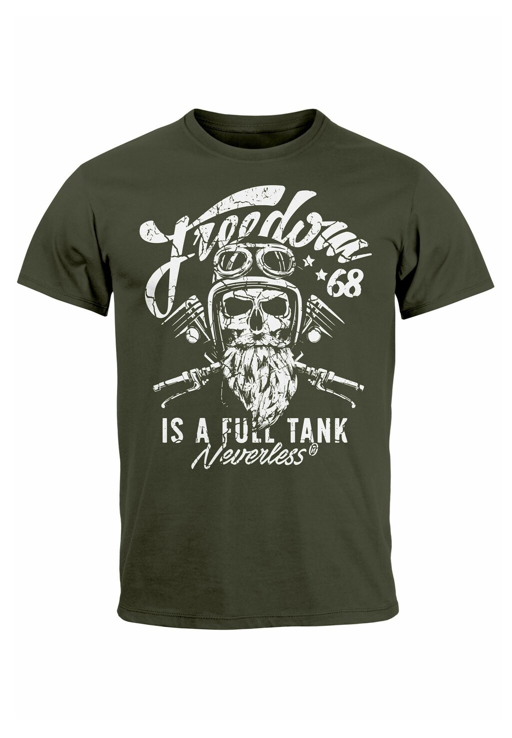 

Футболка с принтом BIKER MOTORRAD MOTIV FREEDOM IS A FULL TANK SKULL Neverless, зеленый