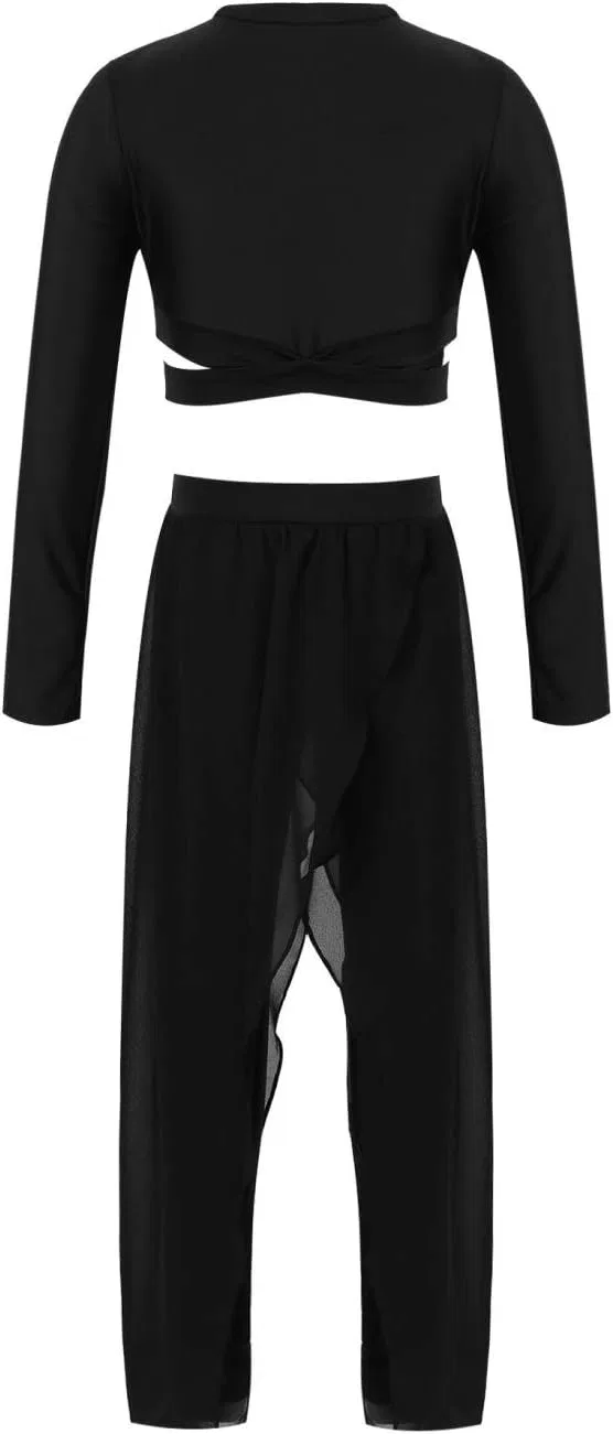 Детский спортивный костюм Mufeng, топ и леггинсы, Long Sleeve Black — фото 2