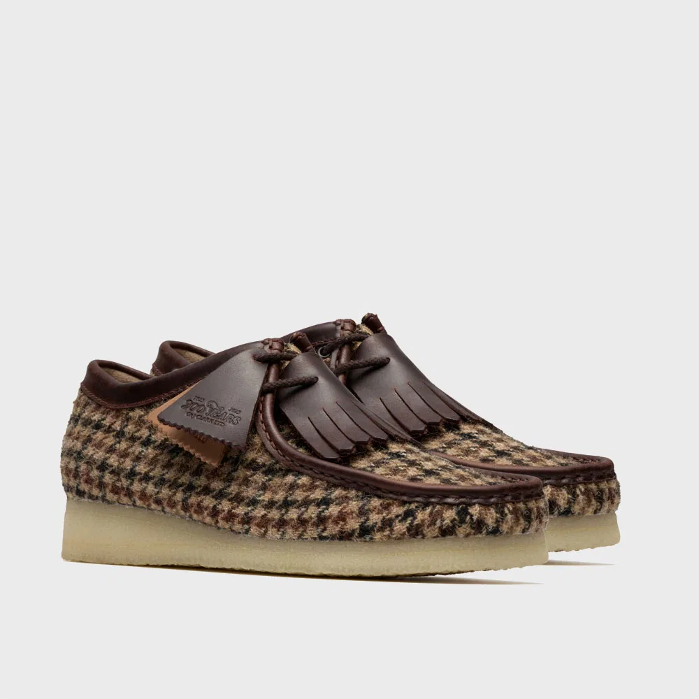Мужские мокасины Wallabee из твида Harris коричневые от Clarks Originals
