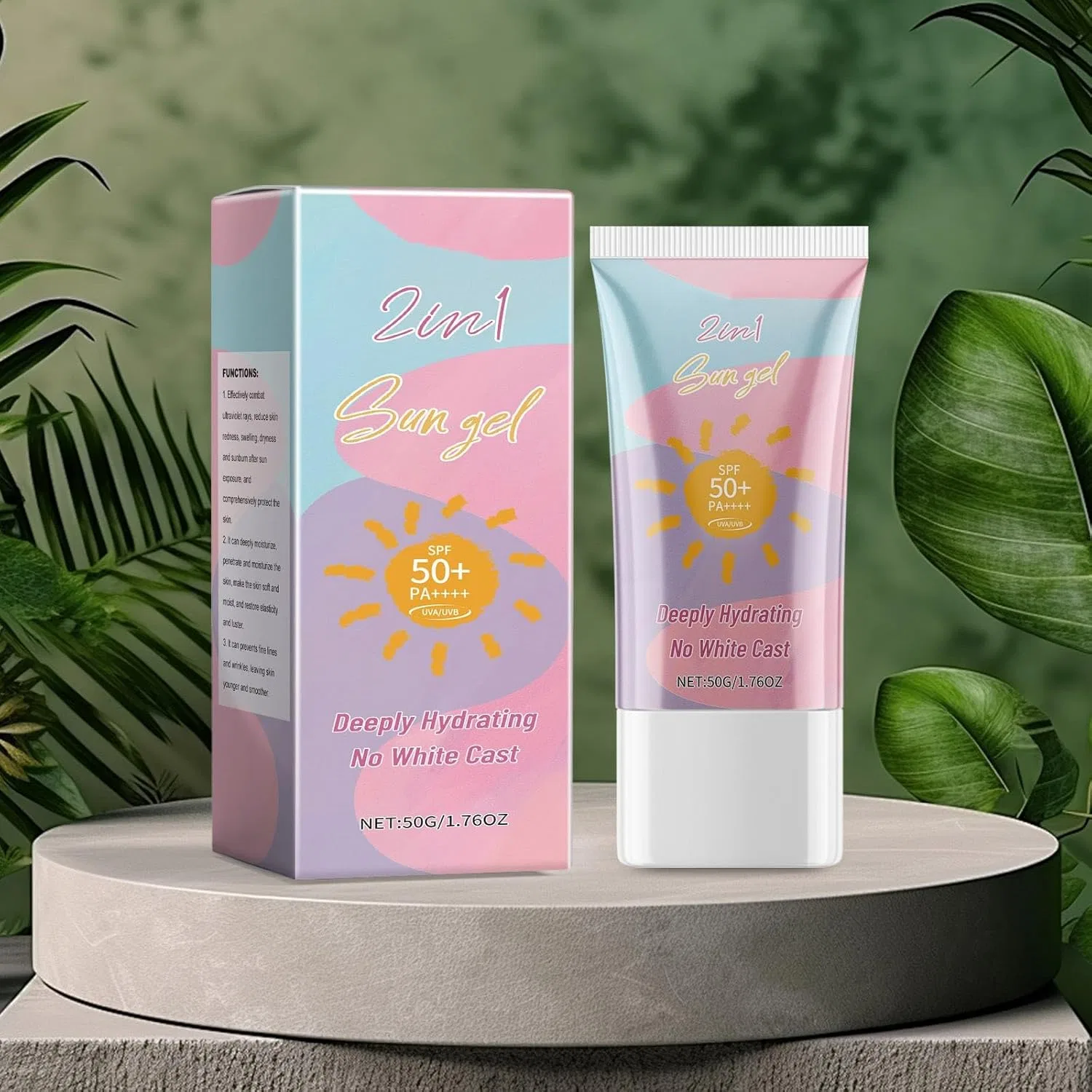 Солнцезащитный лосьон SPF50 освежающий увлажняющий, 70 г, розовый — фото 3