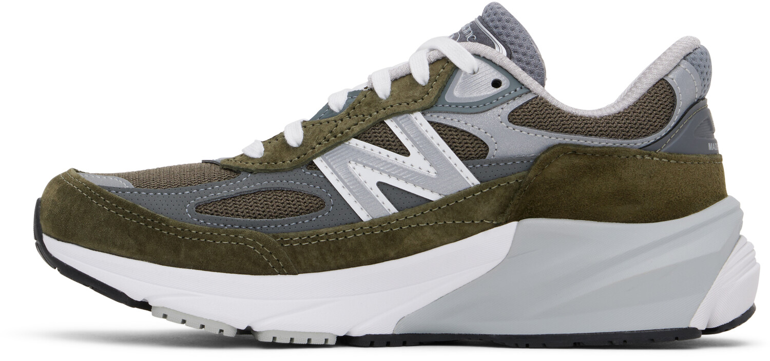 Кроссовки 990v6 зеленого и серого цвета, произведенные в США New Balance — фото 3