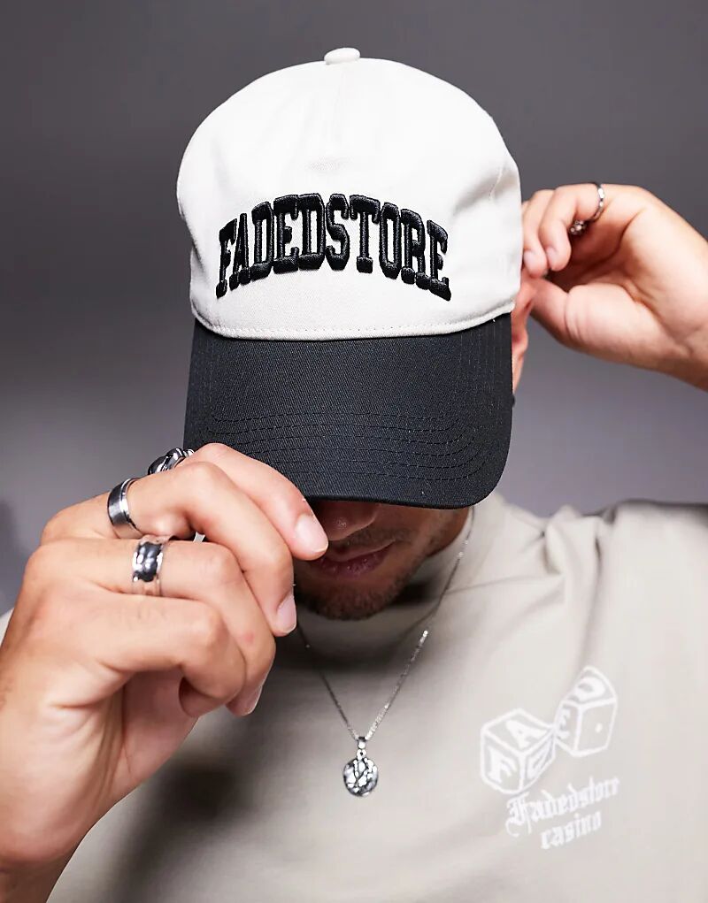 

Кепка с логотипом и контрастным козырьком белого цвета Faded Store