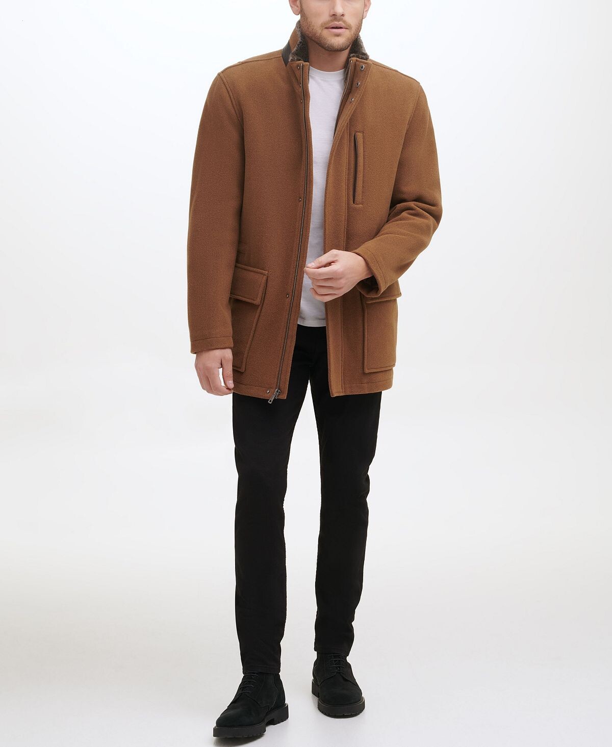 

Мужское шерстяное плюшевое пальто в машину Cole Haan