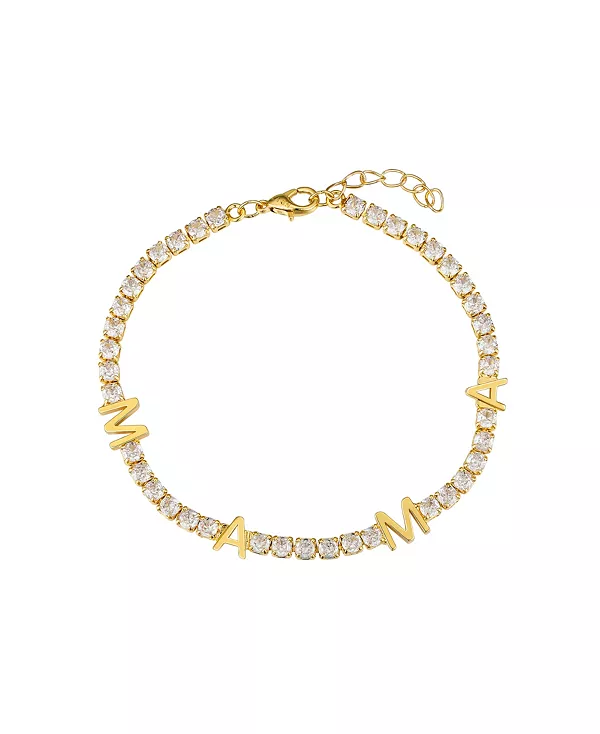 

Теннисный браслет «Мама» с кубическим цирконием Unwritten, gold