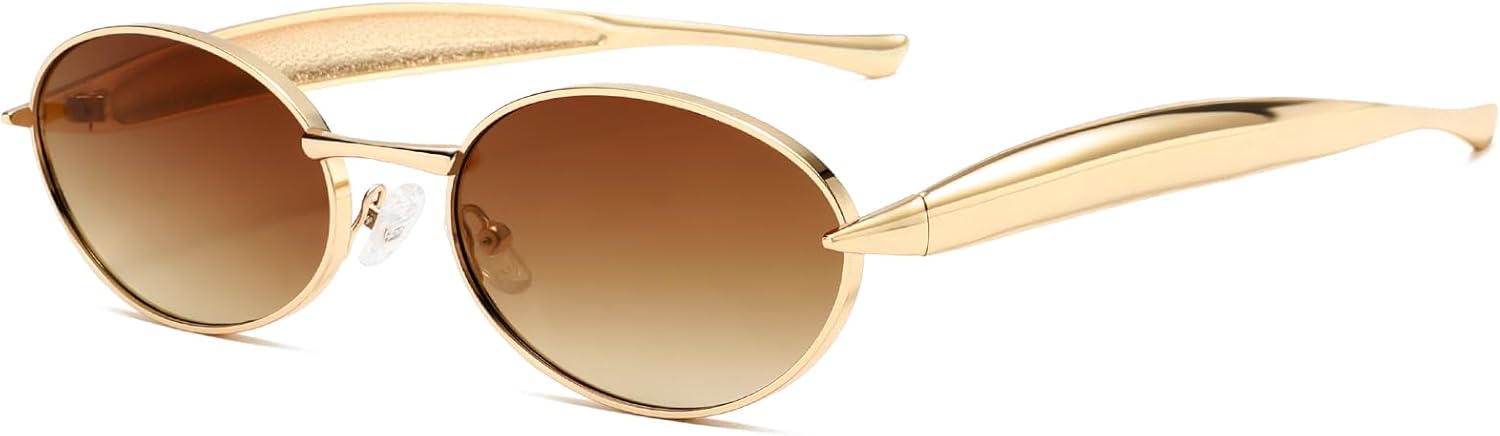 

Солнцезащитные очки SUNGAIT Vintage Luxury Oval для женщин, винтажные, овальной формы, с градиентными линзами и защитой от УФ-излучения, в стиле ретро, ​​с массивной оправой, Gold Frame/Brown Lens