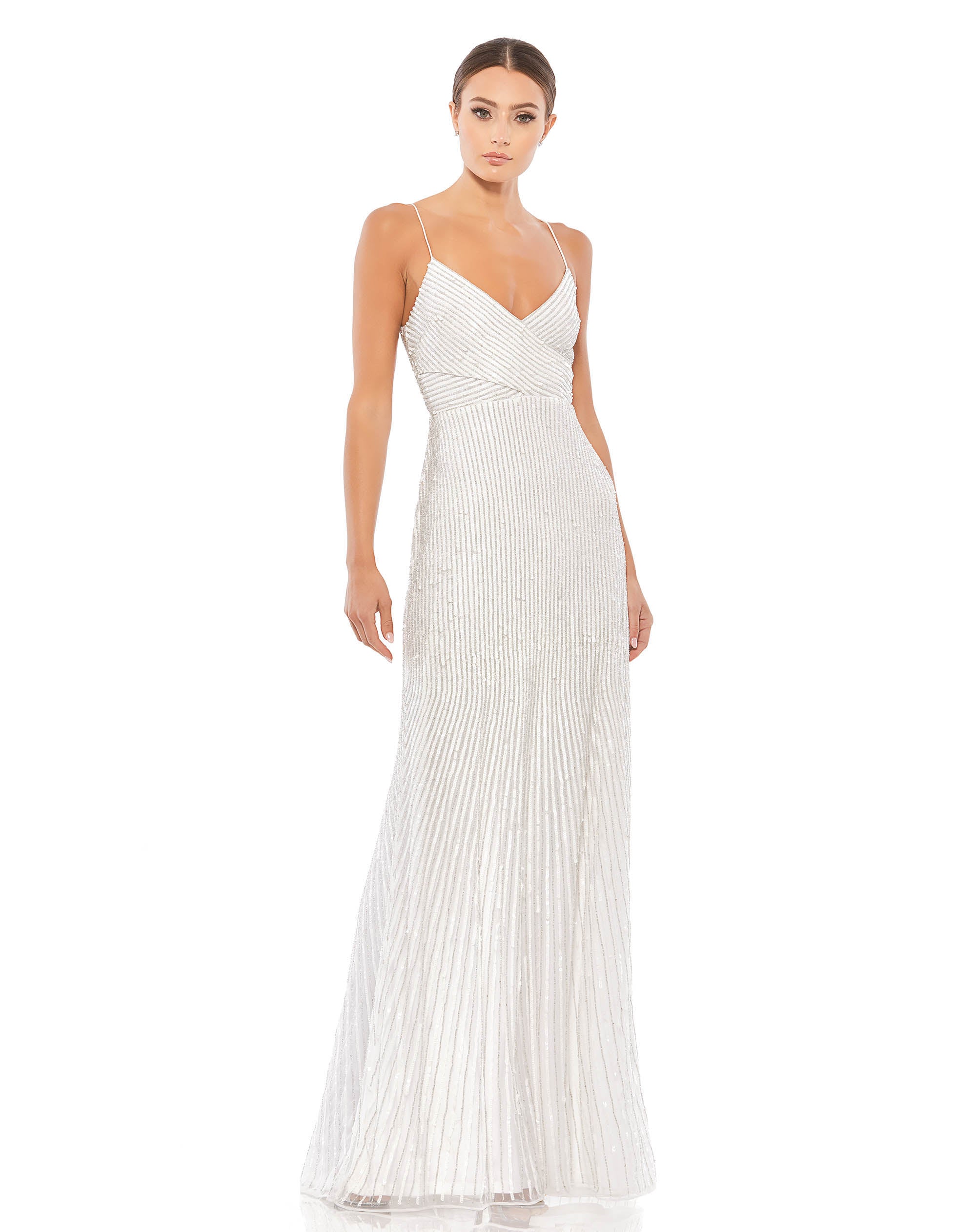 

Платье на бретельках с пайетками Mac Duggal, цвет pearl