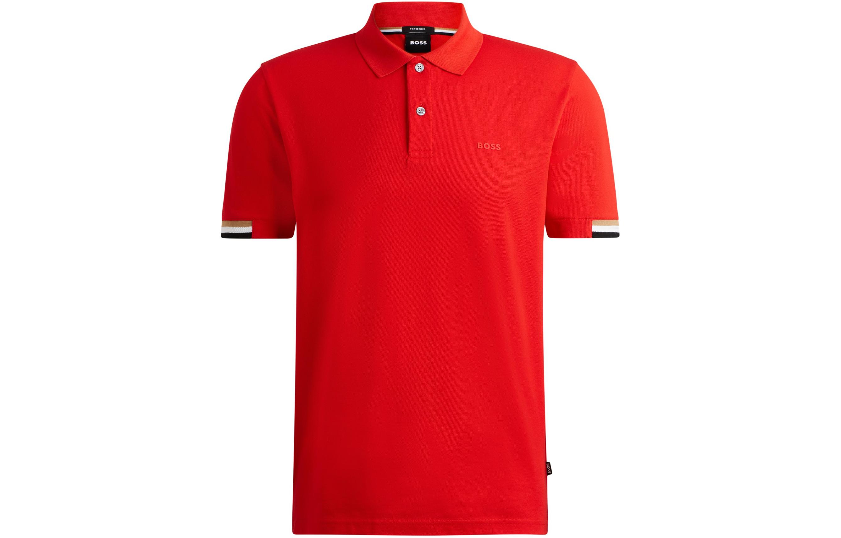 

HUGO BOSS Обычная поло с резиновым логотипом Polo Shirt мужская красная, Красный, HUGO BOSS Обычная поло с резиновым логотипом Polo Shirt мужская красная
