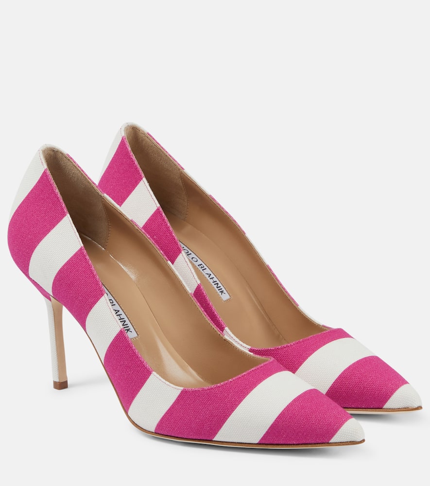 Балетки BB 90 из полосатой ткани Manolo Blahnik, 901v Ypri