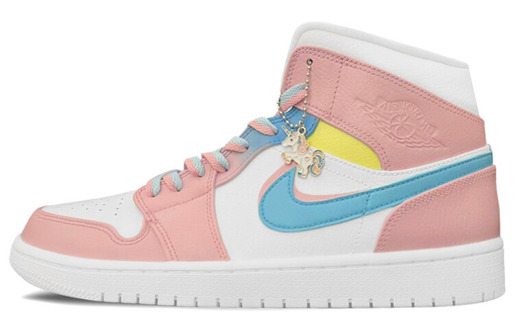 

Кроссовки Air JORDAN 1 Vintage Basketball Shoes Men High-Top Blue Pink