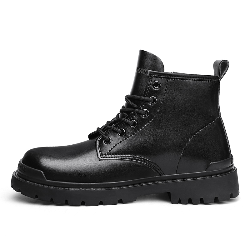 Eminu Короткие полусапоги мартин мужские черные с 8 люверсами, цвет Black 8 Eyelets — фото 2