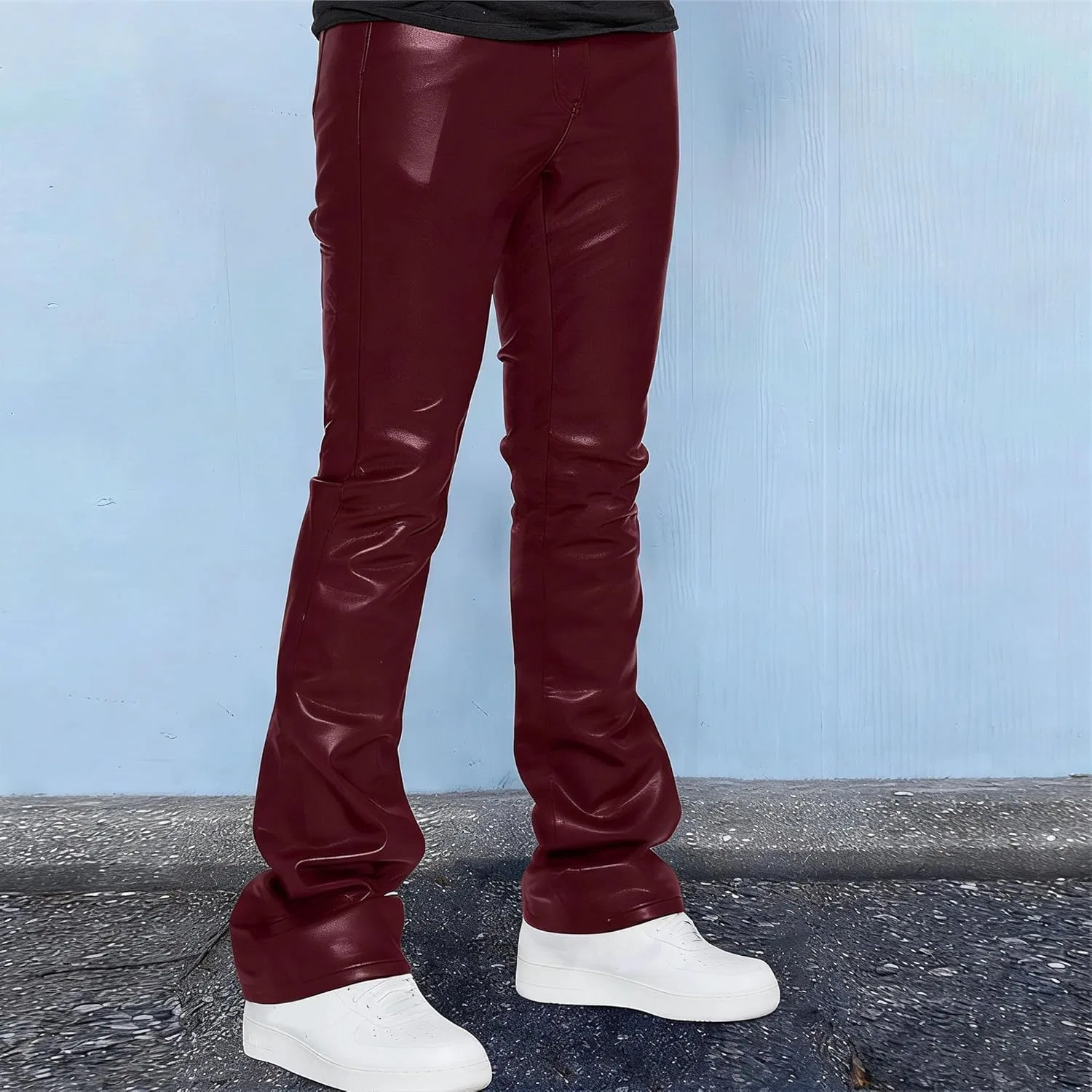Джинсы клеш Leather Bootcut, красный — фото 3
