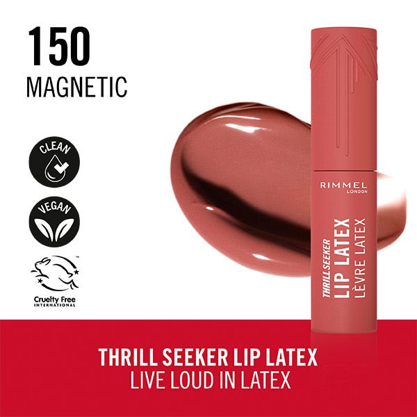 Жидкая помада с эффектом латекса RIMMEL LONDON Thrill Seeker Lip Latex, 150 Magnetic — фото 3