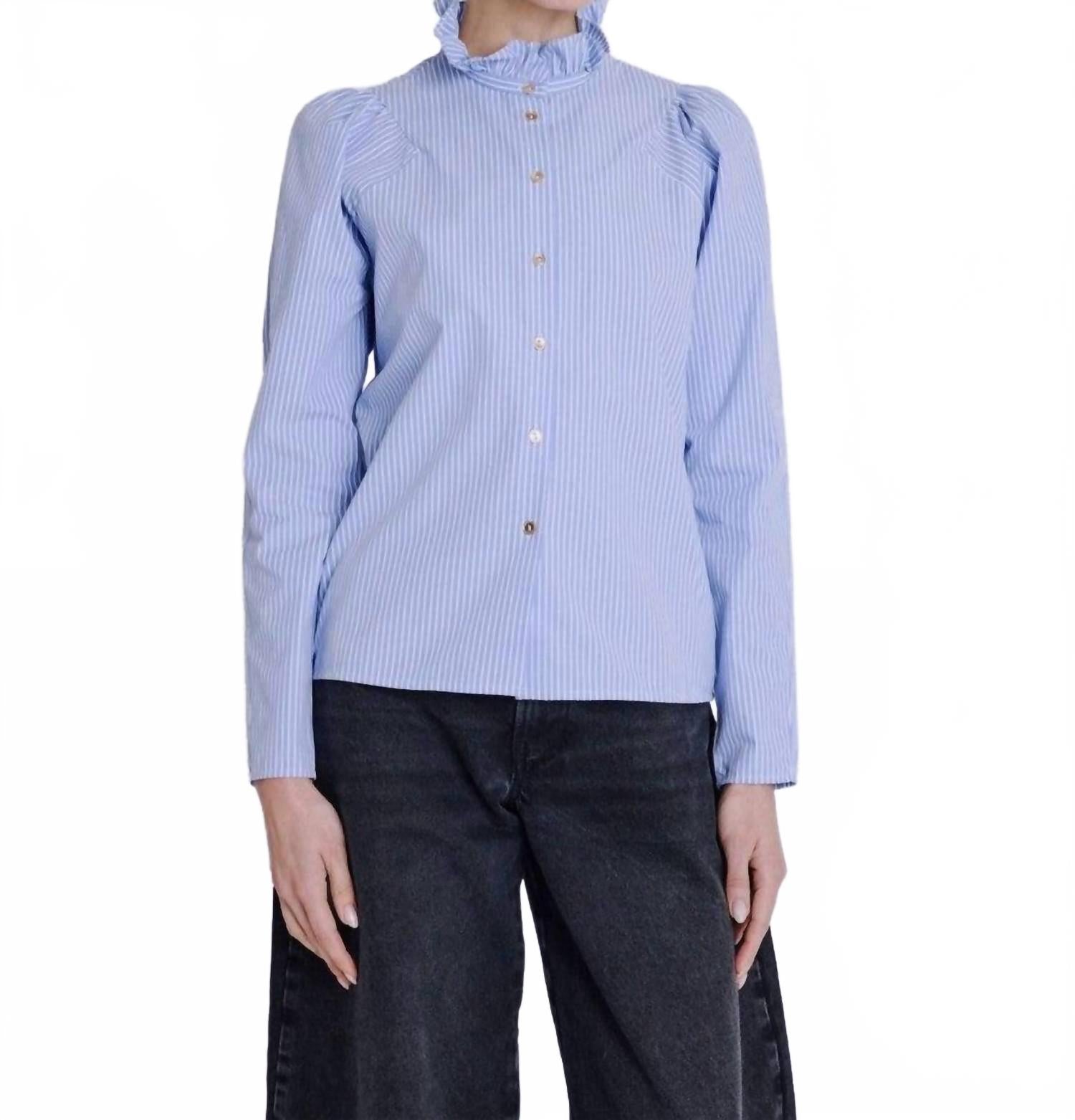 

Clauthide Короткая полосатая рубашка в небесно-голубом цвете Berenice