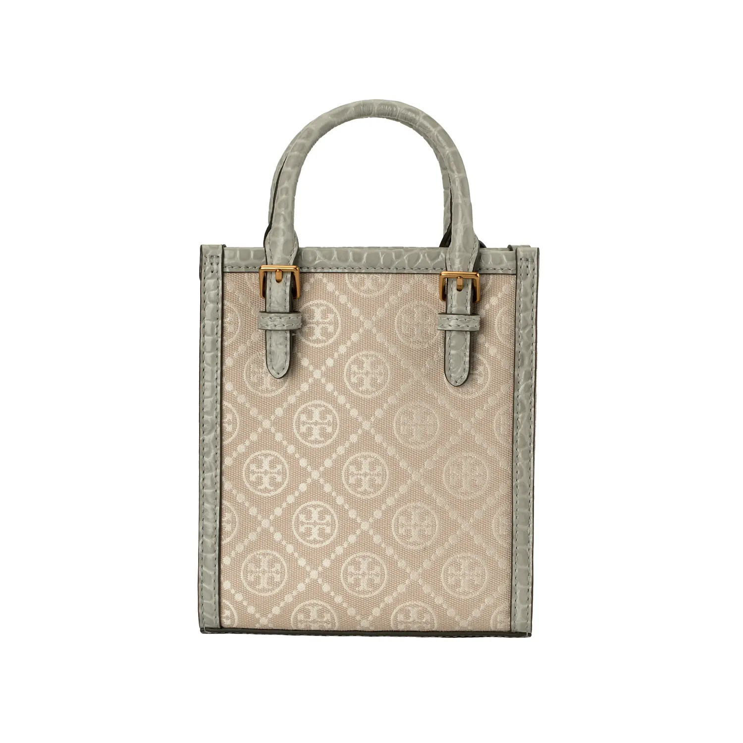 

TORY BURCH Монограмма Ткань Кожа Корова Аппликация Плечевая Сумка Через Плечо Мини Женская Тёмно-Серая