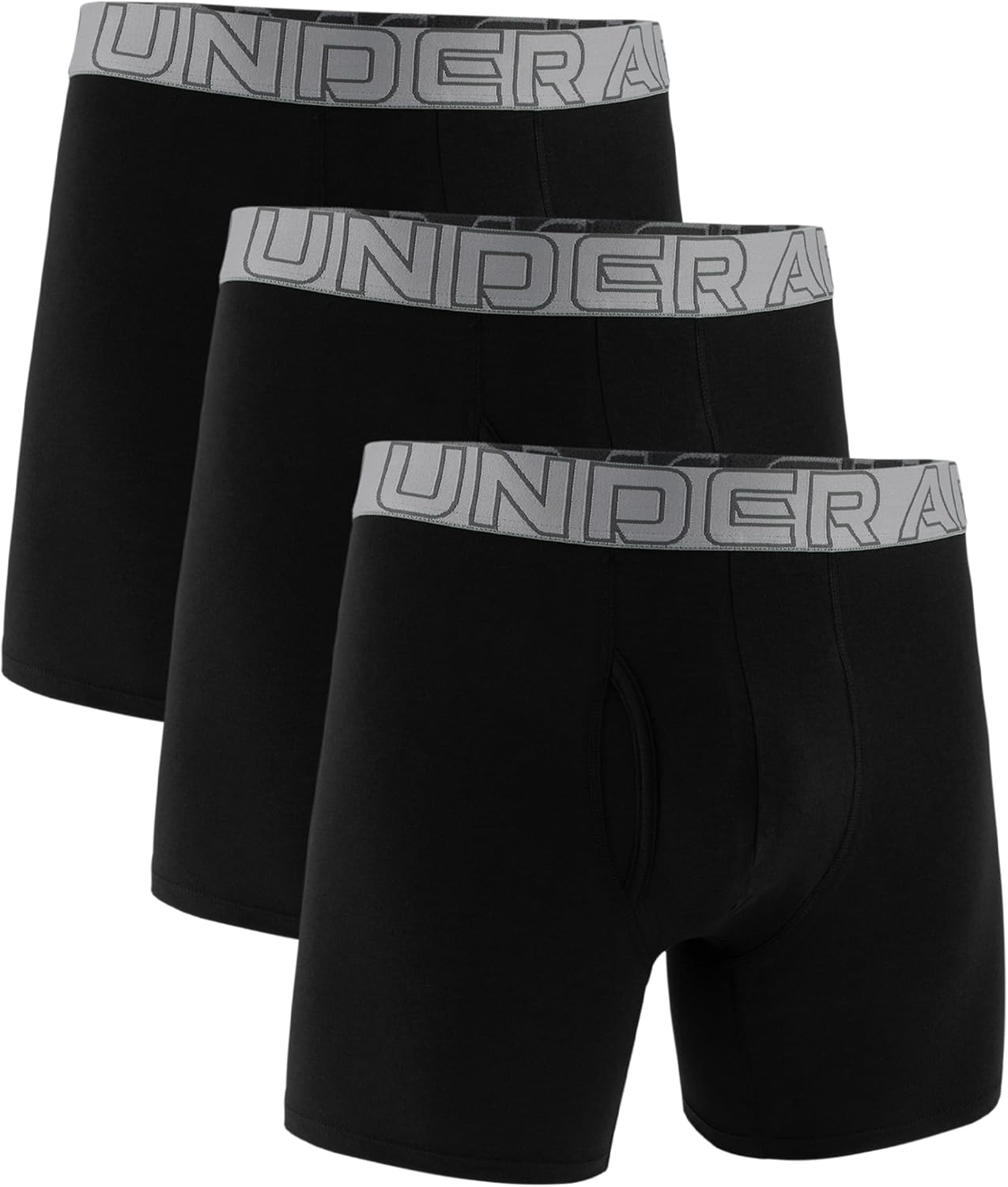 

Under Armour мужские боксеры Performance Cotton, 3 шт, длина по внутреннему шву 6", комфорт на весь день и ультрамягкость, Black/Steel W/Castlerock