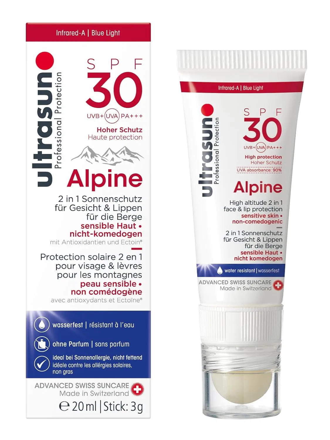 Солнцезащитное средство Alpine SPF30 для лица и губ, 20 мл + 3 г Ultrasun