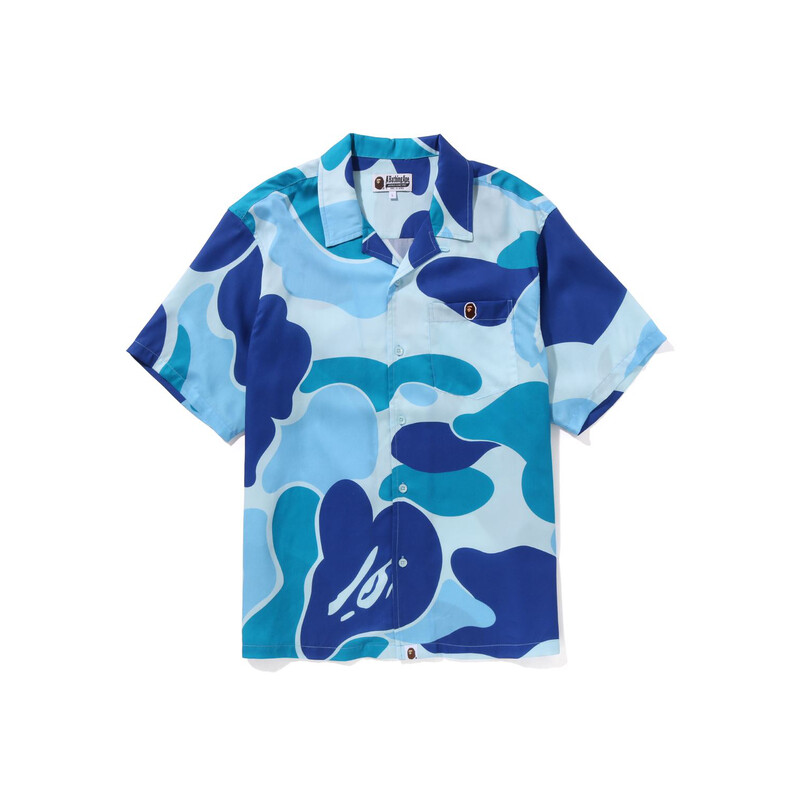 

Рубашка с открытым воротником BAPE ABC Camo синяя A Bathing Ape, синий