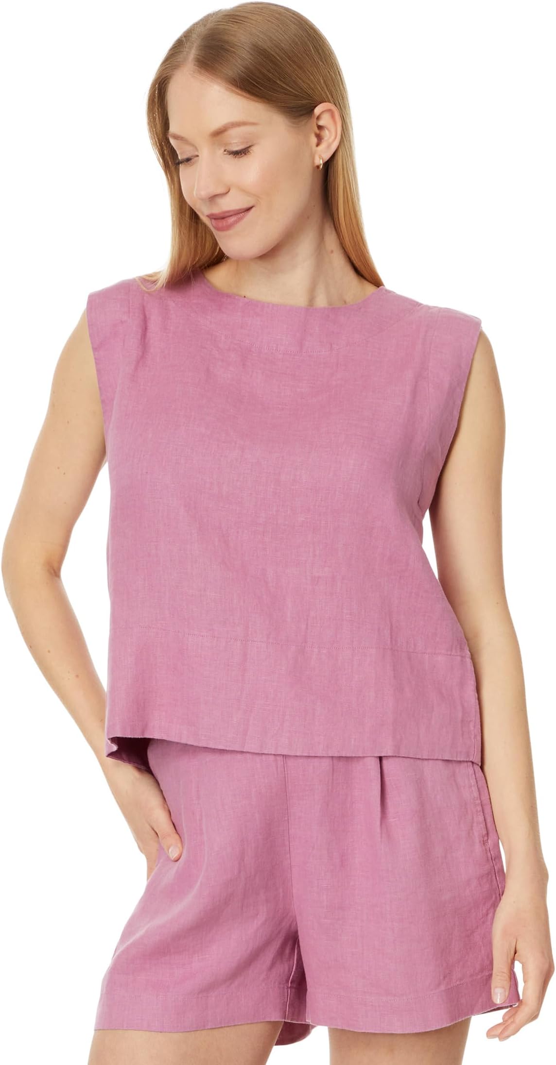 

Топ Madewell Bateau-Neck Tank in 100% Linen, цвет Shaded Pink