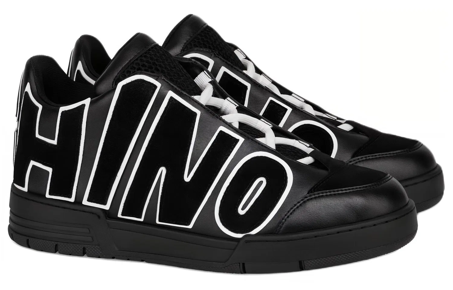 Кроссовки кожаные MOSCHINO Original Shoe Box Included черные — фото 4