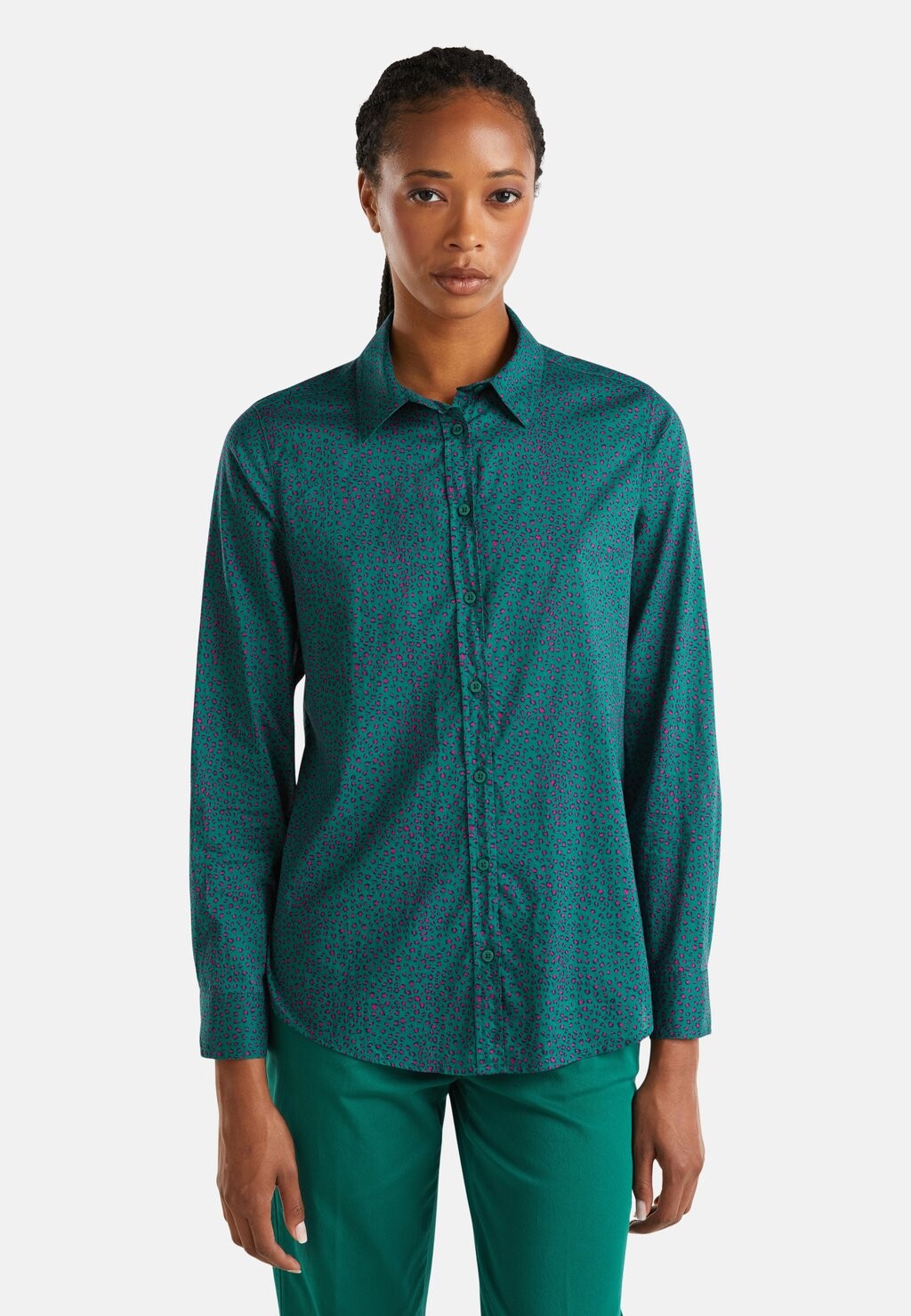

Блузка на пуговицах PATTERNED United Colors of Benetton, зеленый
