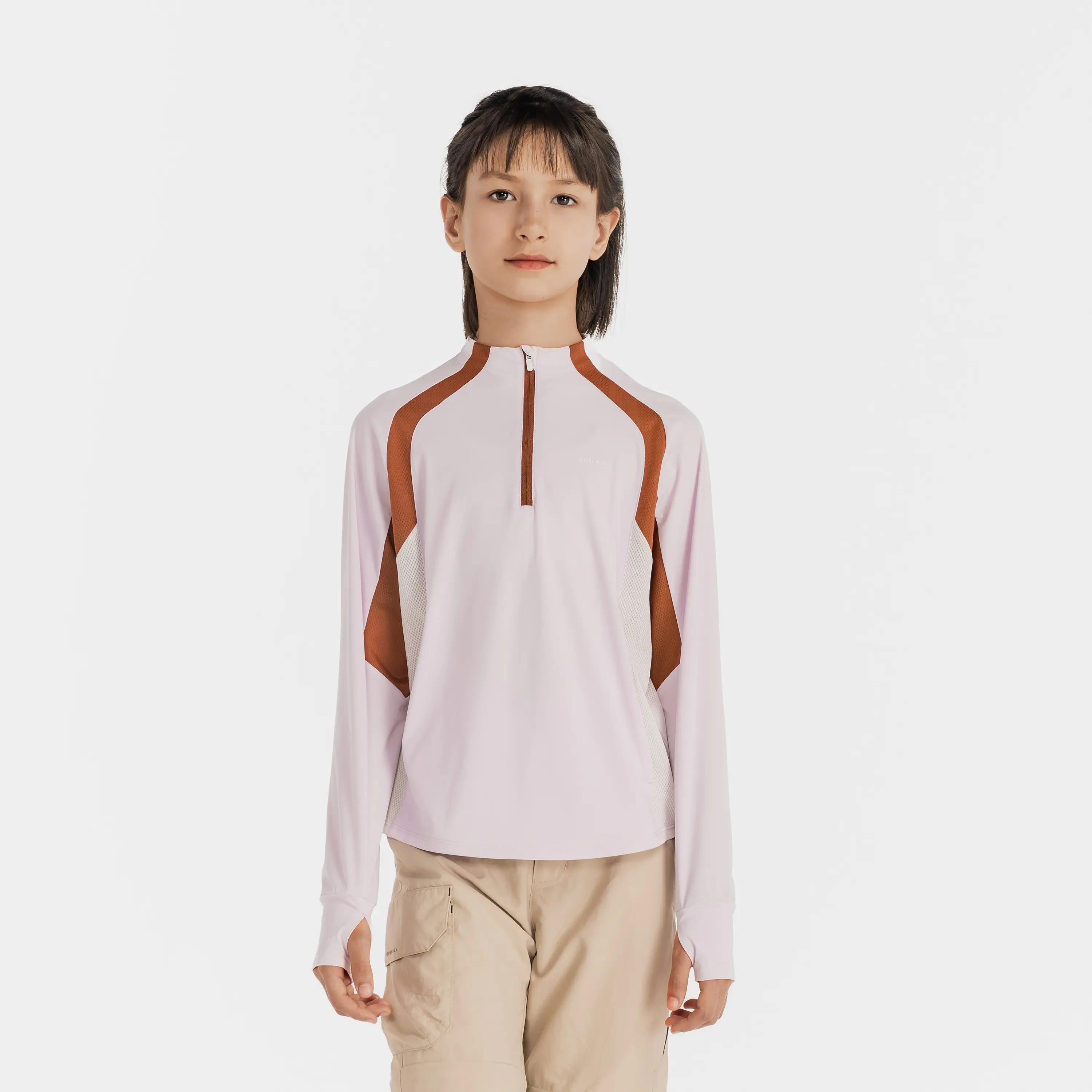 

Детская футболка с длинным рукавом Quechua MH900 с защитой от ультрафиолета — фиолетовая