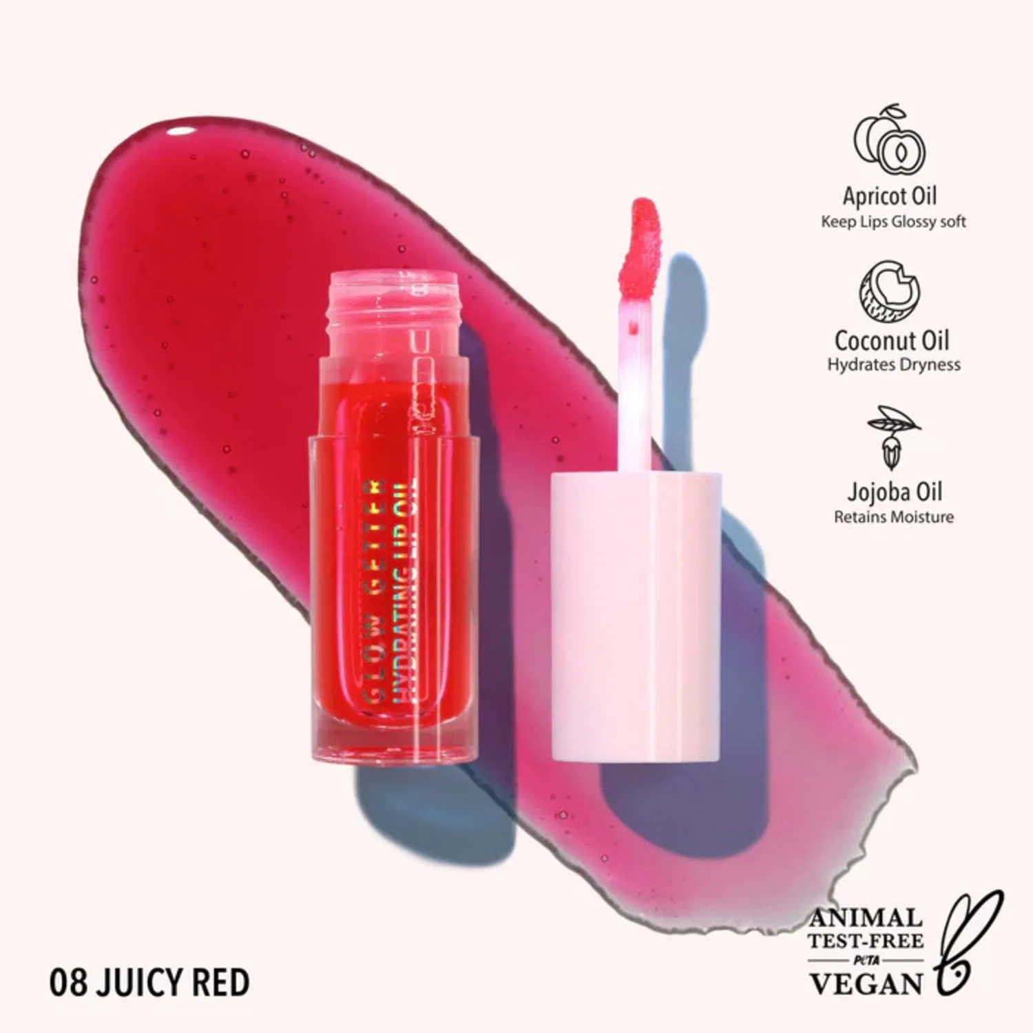 Увлажняющее масло для губ Moira Glow Getter Hydrating Lip Oil, 0.16 fl.oz, сочный красный — фото 2