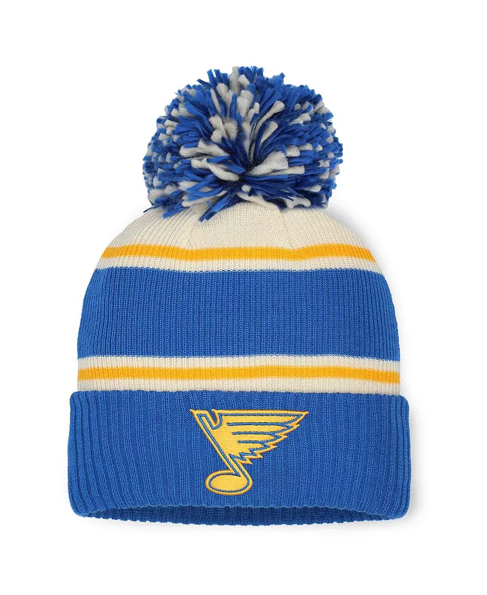 

Женская сине-кремовая вязаная шапка с манжетой и помпоном St. Louis Blues 2025 NHL Winter Classic Fanatics