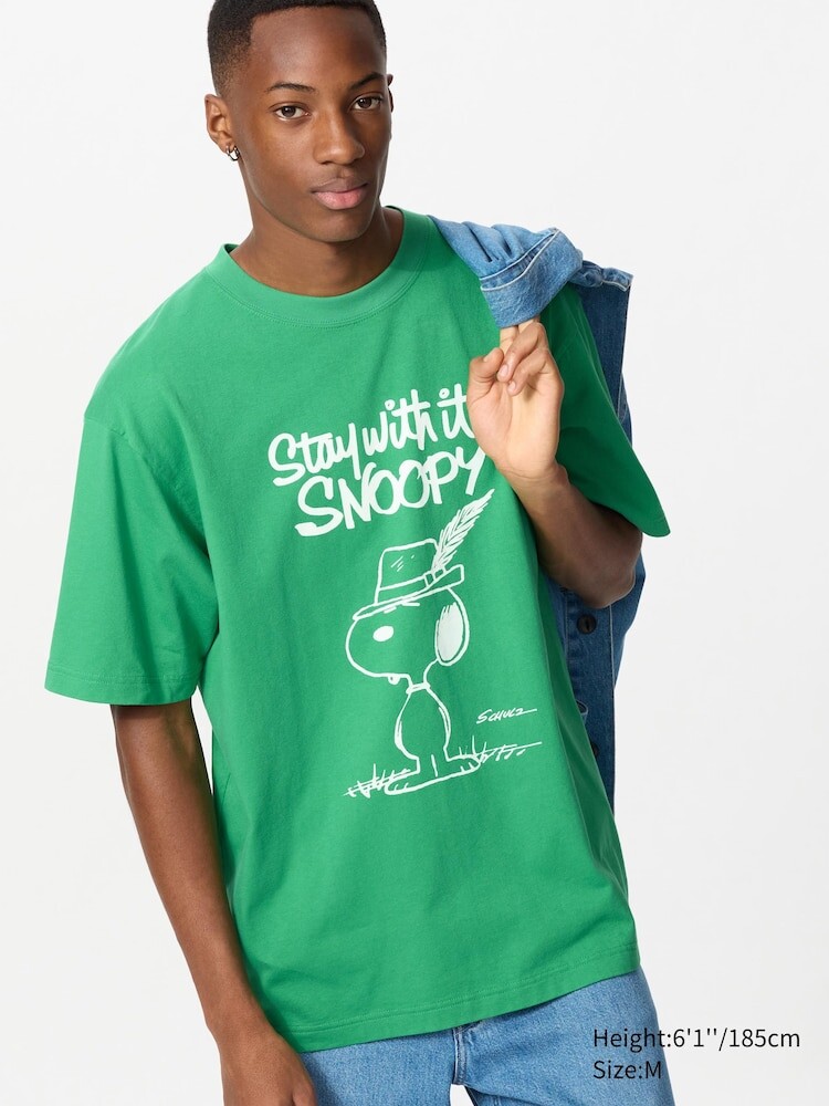

Футболка с графическим принтом Peanuts ut Uniqlo, цвет 54 зеленый