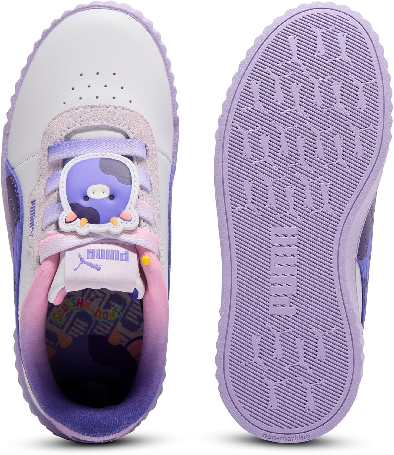 Кроссовки Puma Carina Squishmallows для детей и унисекс, белый/фиолетовый — фото 4