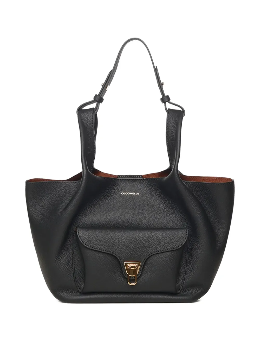 

Плечевая сумка с зернистой фактурой и клапаном Coccinelle, черный