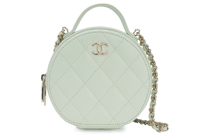 

CHANEL Круглая сумка из телячьей кожи, женская, светло-зеленая