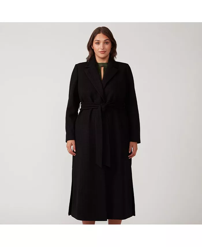 

Длинное черное пальто ниже колена Charmed Robe ESTELLE, черный