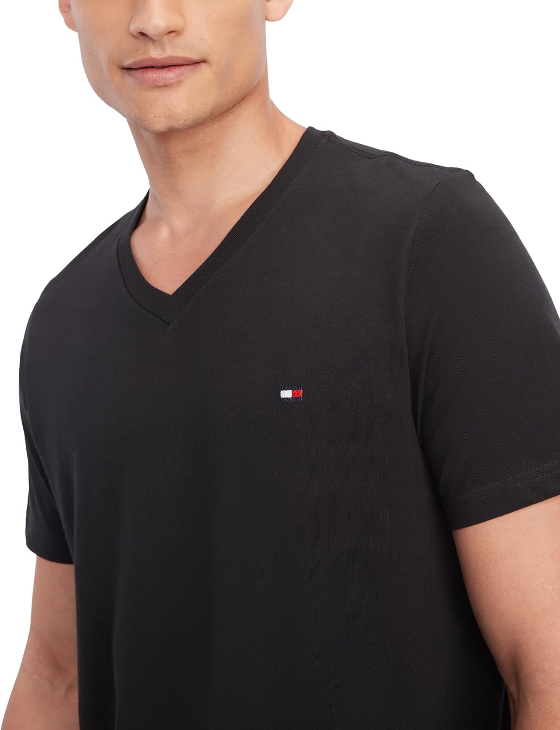 Мужская футболка Tommy Hilfiger с V-образным вырезом и флагом, Black — фото 3