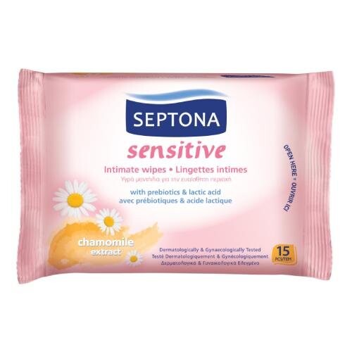 

Влажные салфетки для интимной гигиены, 15 шт. Septona