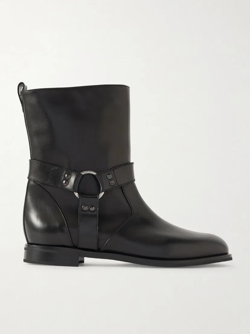 Кожаные байкерские сапоги Calica с пряжками Manolo Blahnik, черный