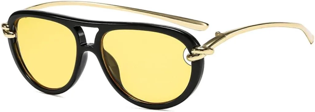 

Модные женские солнцезащитные очки с двойной перемычкой, овальные, с узлом, с полой оправой, защита от УФ-излучения UV400. Мужские солнцезащитные очки VFDHN, 68357-c4