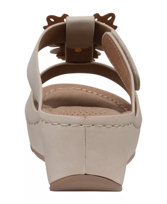 Женские босоножки-танкетки Talia с цветочным принтом GC Shoes, белый — фото 3