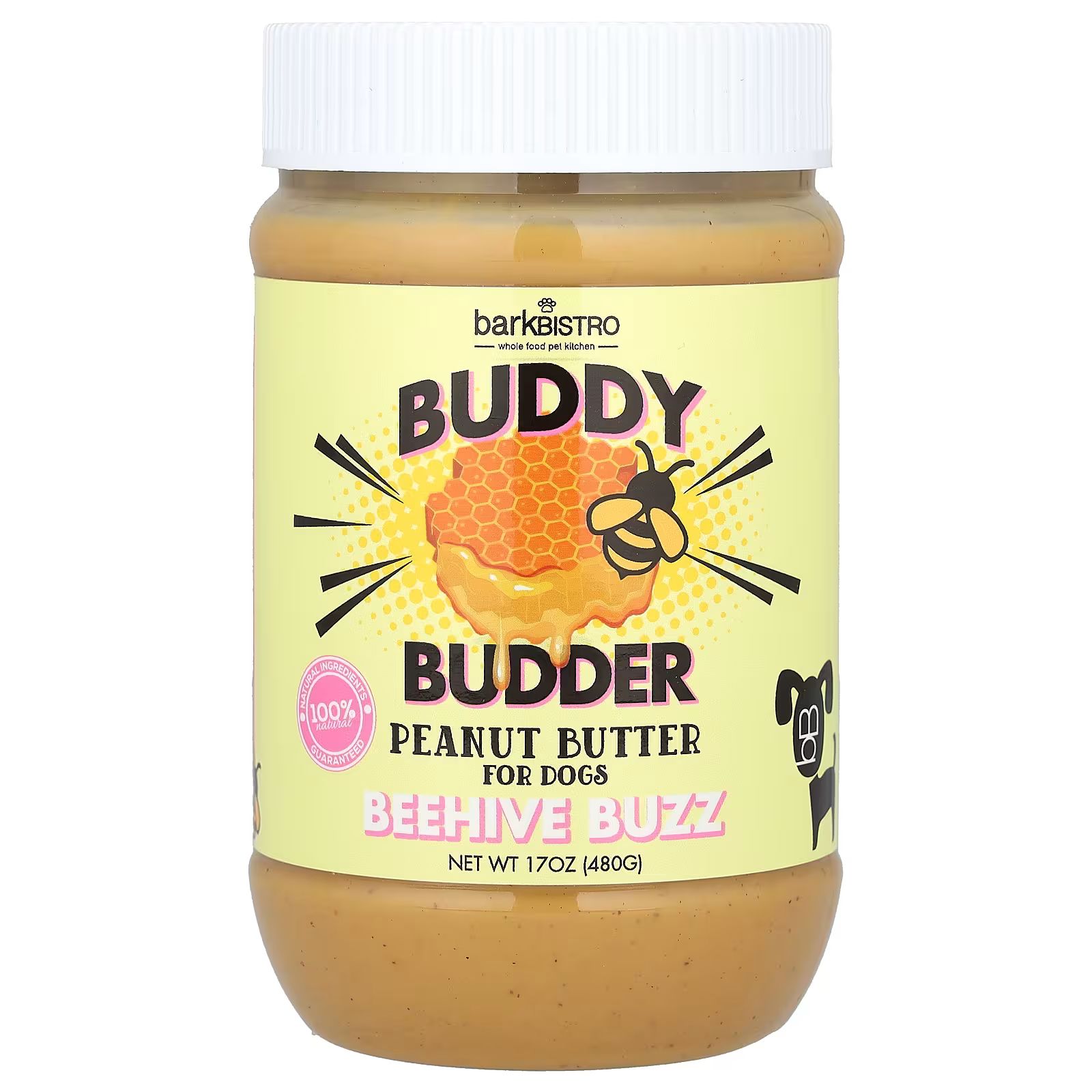 

Buddy Budder, Арахисовое масло, для собак, Beehive Buzz, 17 унций (480 г) Bark Bistro