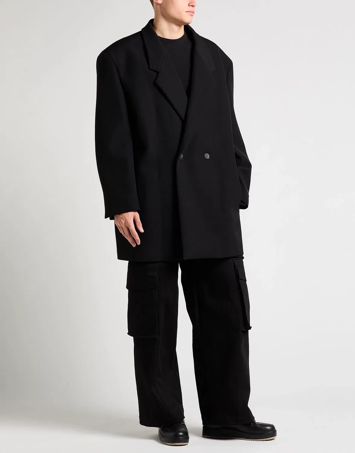 Двубортный блейзер из твила FEAR OF GOD черный — фото 2