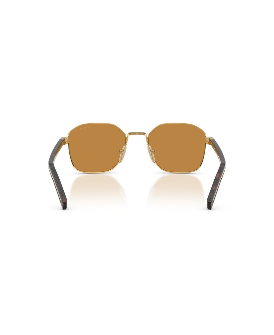 Мужские квадратные солнцезащитные очки, PR C50S PRADA, Gold, Brown — фото 3