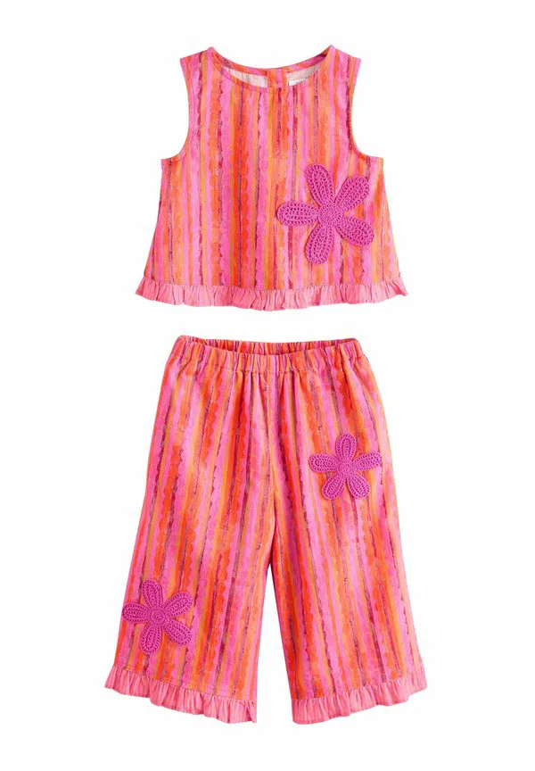 Брюки стандартного кроя Next, Pink/Orange Stripe Crochet Flowers