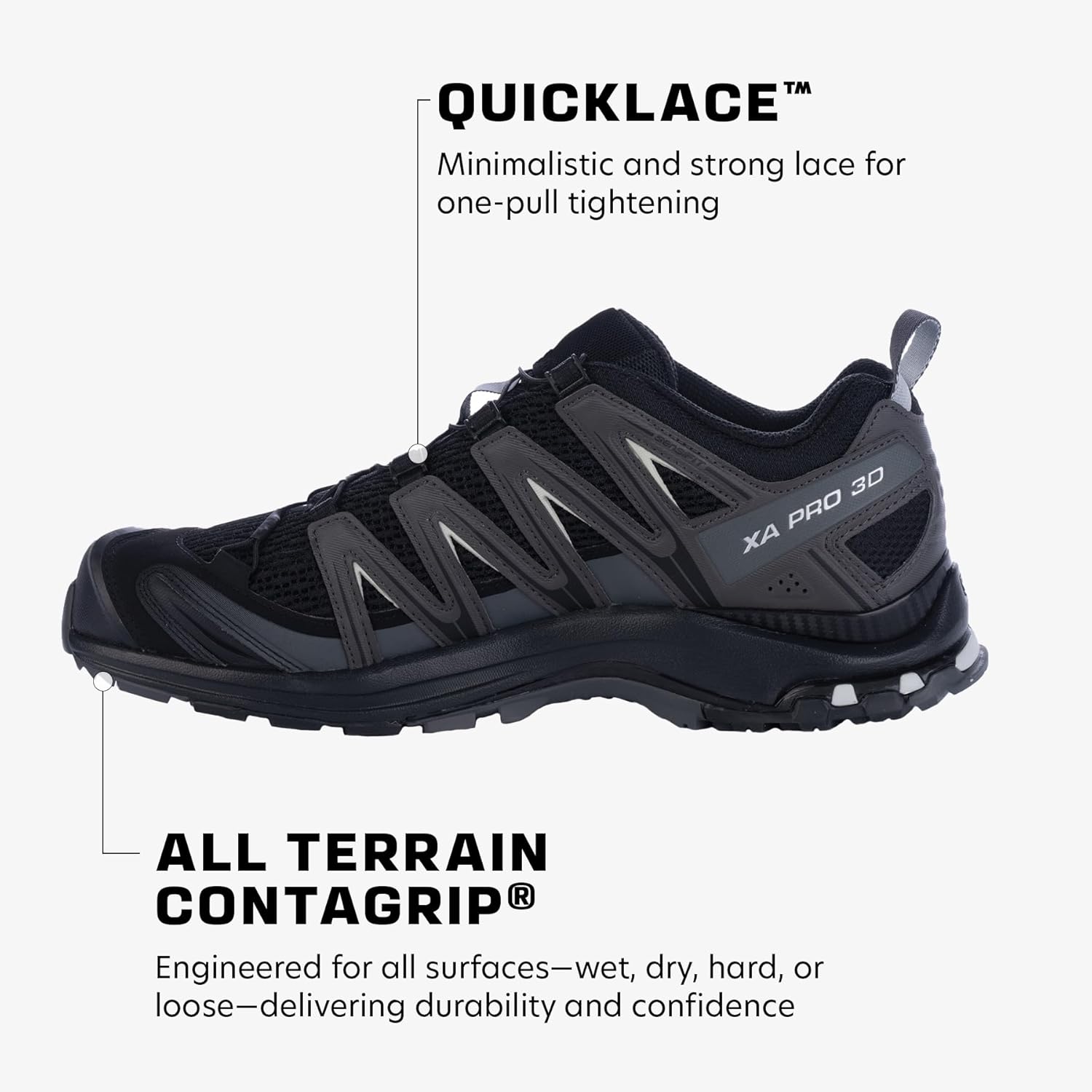 Кроссовки для трейлраннинга Salomon Men's XA PRO 3D, Black/Magnet/Quiet Shade — фото 3