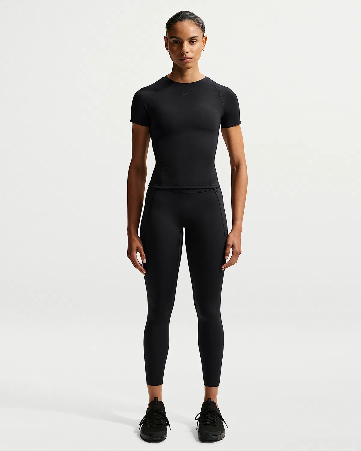 Женские леггинсы Nike Universa с высокой талией 7/8, без переднего шва, Black/Anthracite/Dark Smoke Grey