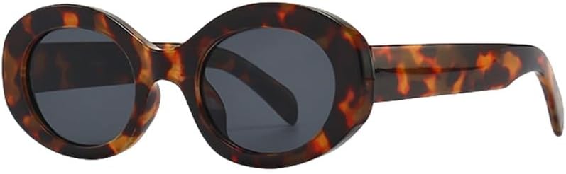 

Элегантные овальные солнцезащитные очки для женщин в винтажном стиле, популярные маленькие круглые черные солнцезащитные очки UV400, леопардовый серый, один размер MTZJH, One Color