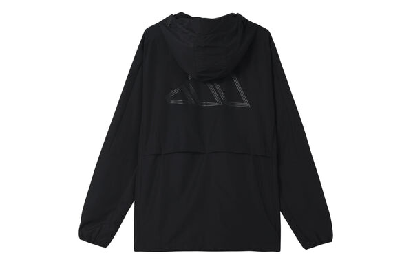 Куртка sports long sleeves woven windproof hooded logo jacket black Adidas, черный — фото 2