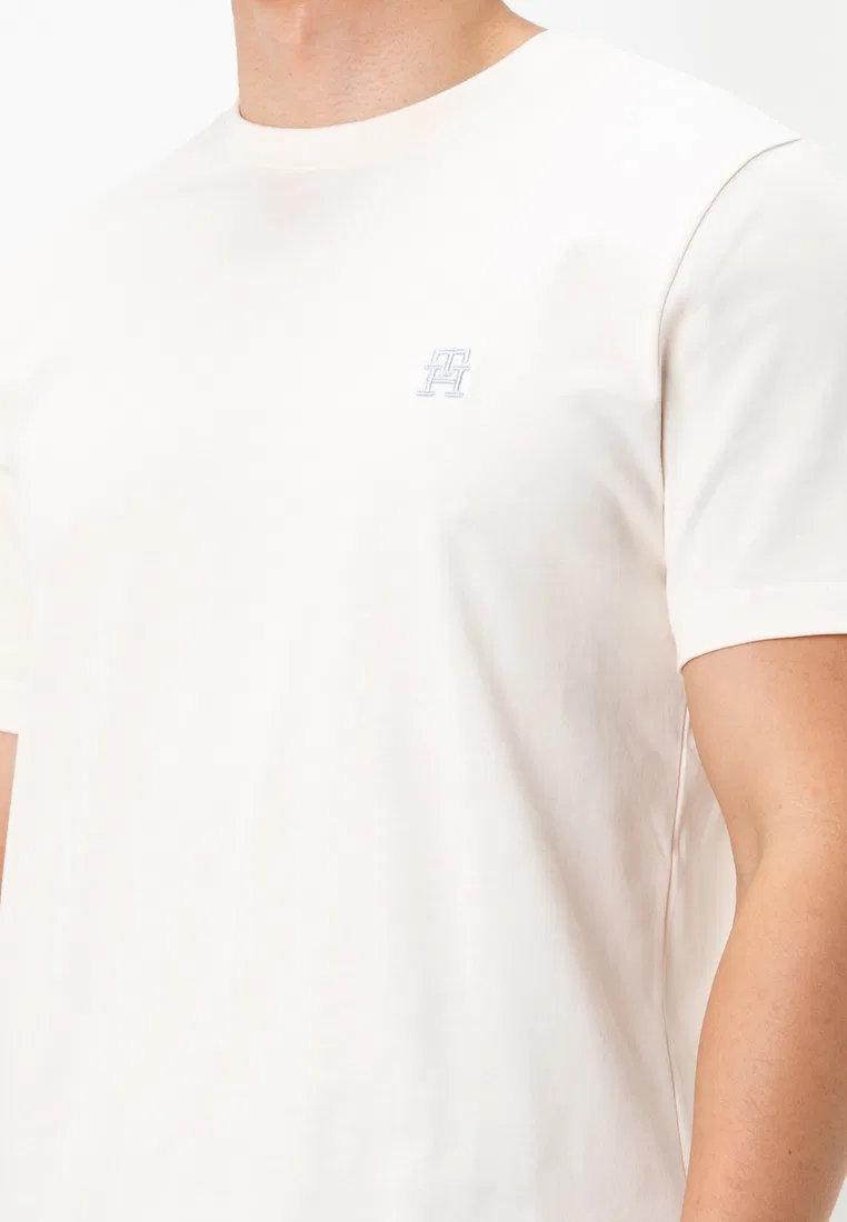 Футболка с контрастной монограммой, Tommy Hilfiger, слоновая кость — фото 3