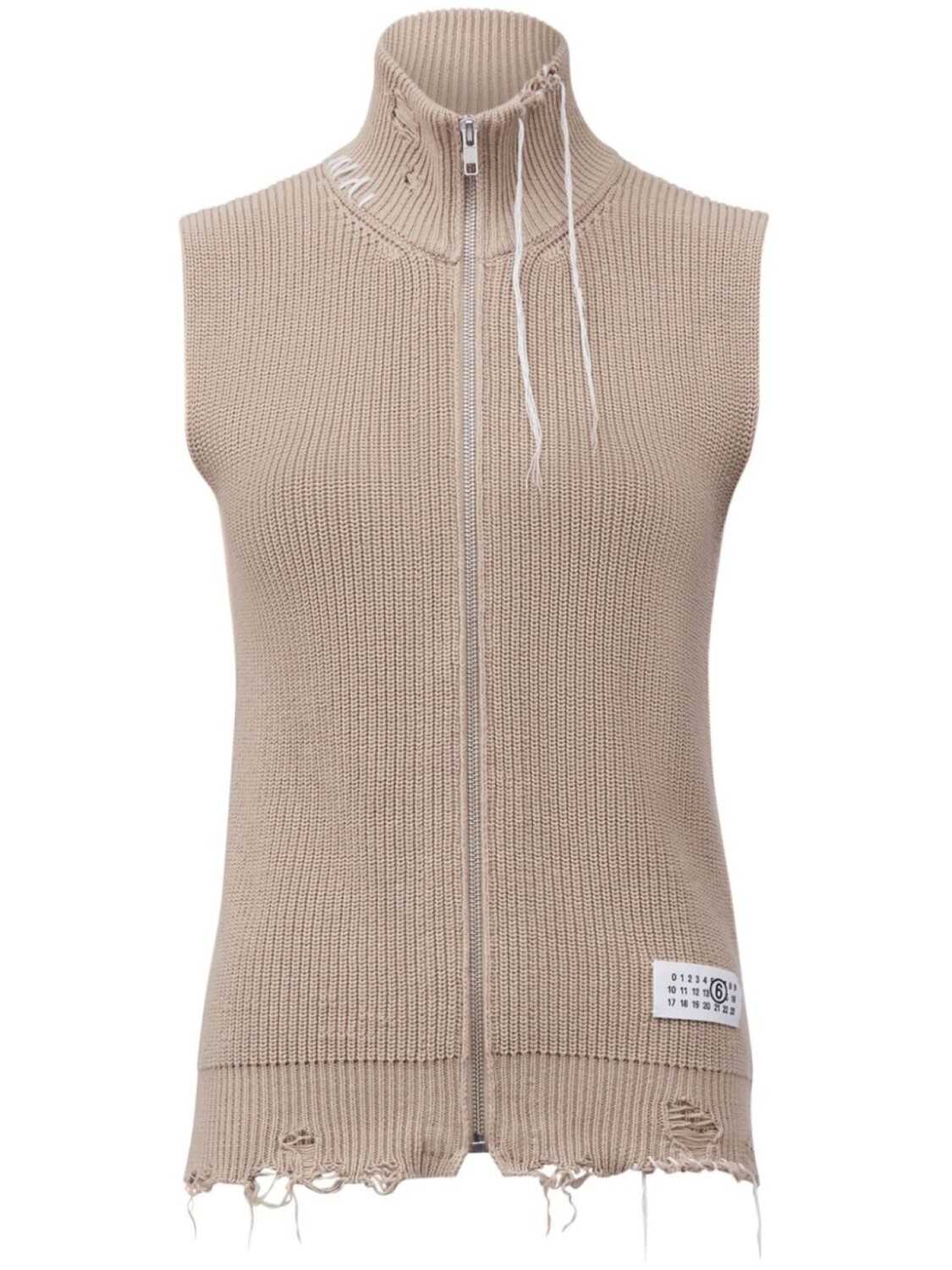 

Трикотажный топ на молнии MM6 Maison Margiela, нейтральный цвет